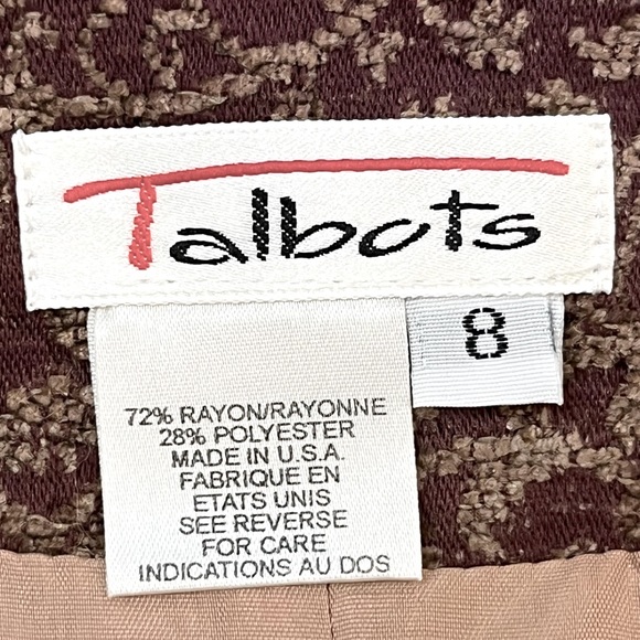 VTG Talbots Brocade Vest Women’s Size 8 Buttons Burgundy Tan Rayon Blend Lined - Picture 4 of 11